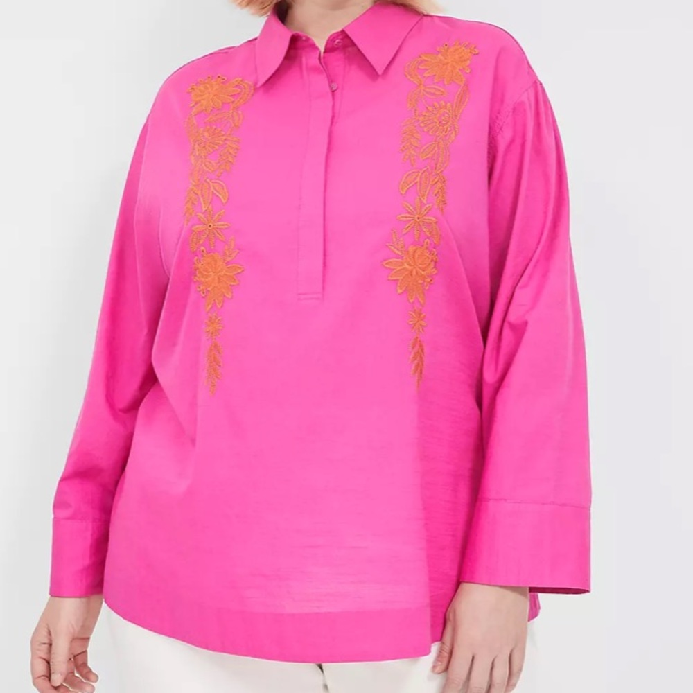 Fushia Relaxed Collar Embroidery Tunic 22/24